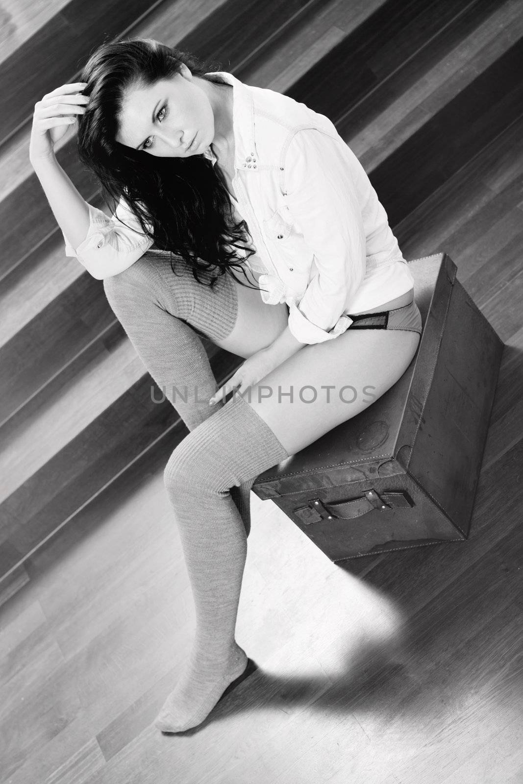 attractive young woman sitting on floor emotion lifestyle 