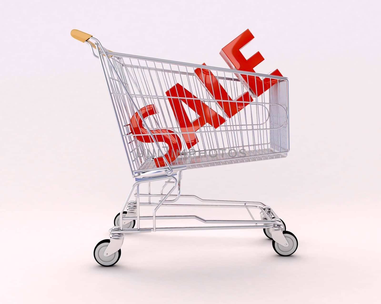 Cart for purchases and sale, a light background with shadow