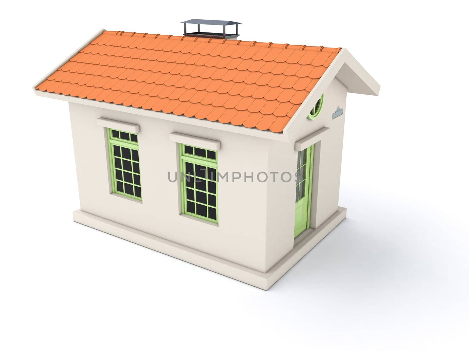 Simple white house on a light background