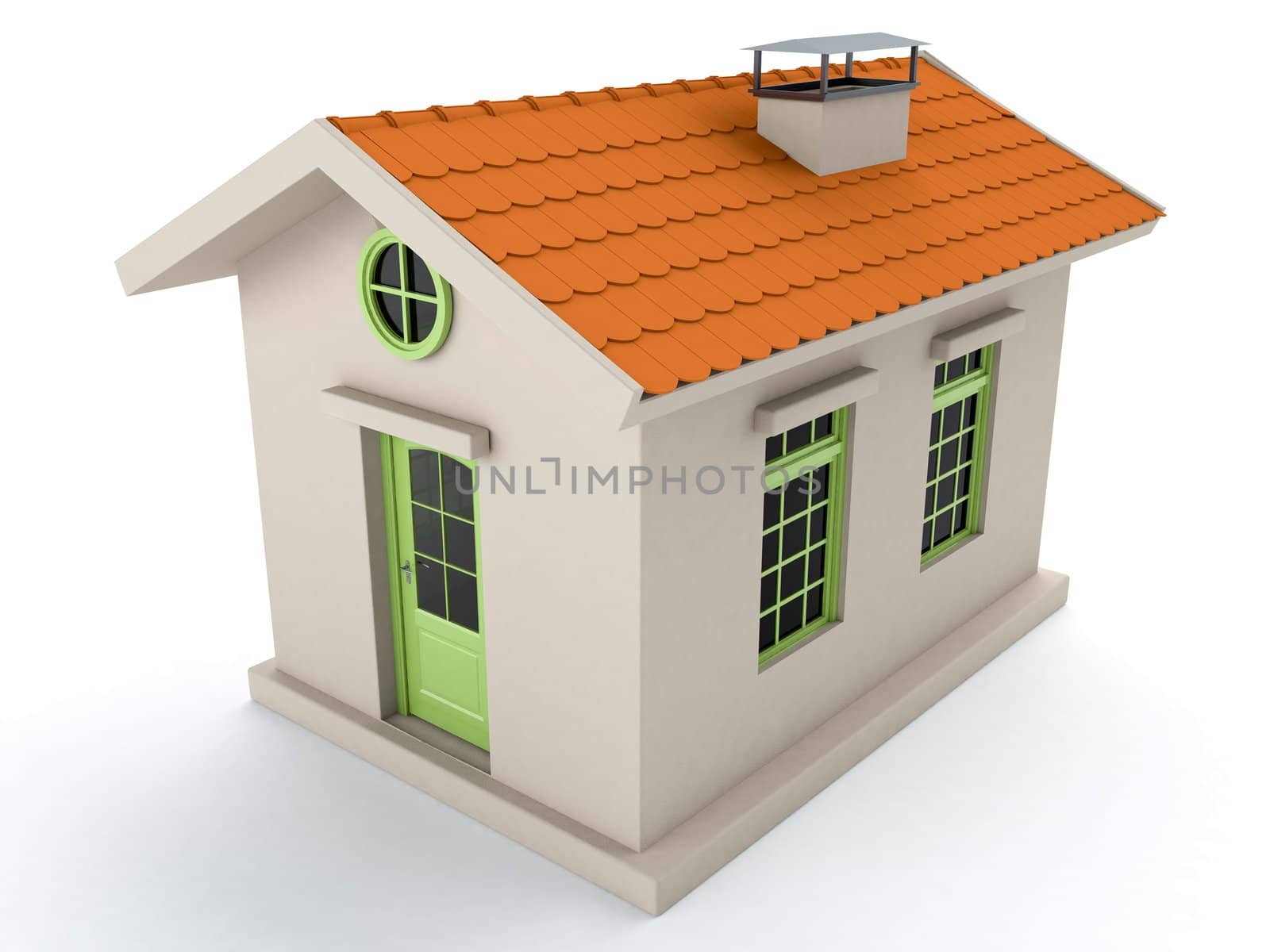 Simple white house on a light background