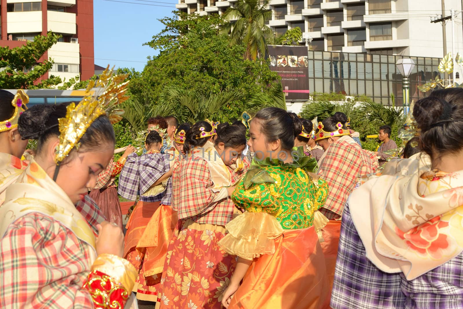 MANILA, PHILIPPINES - APR. 14: performer getting ready their outfits during Aliwan Fiesta, which is the biggest annual national festival competition on April 14, 2012 in Manila Philippines.