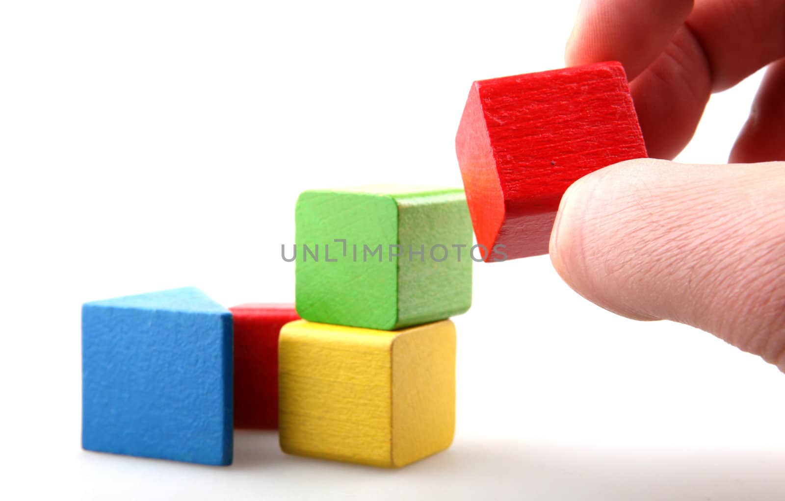 Wooden building blocks.