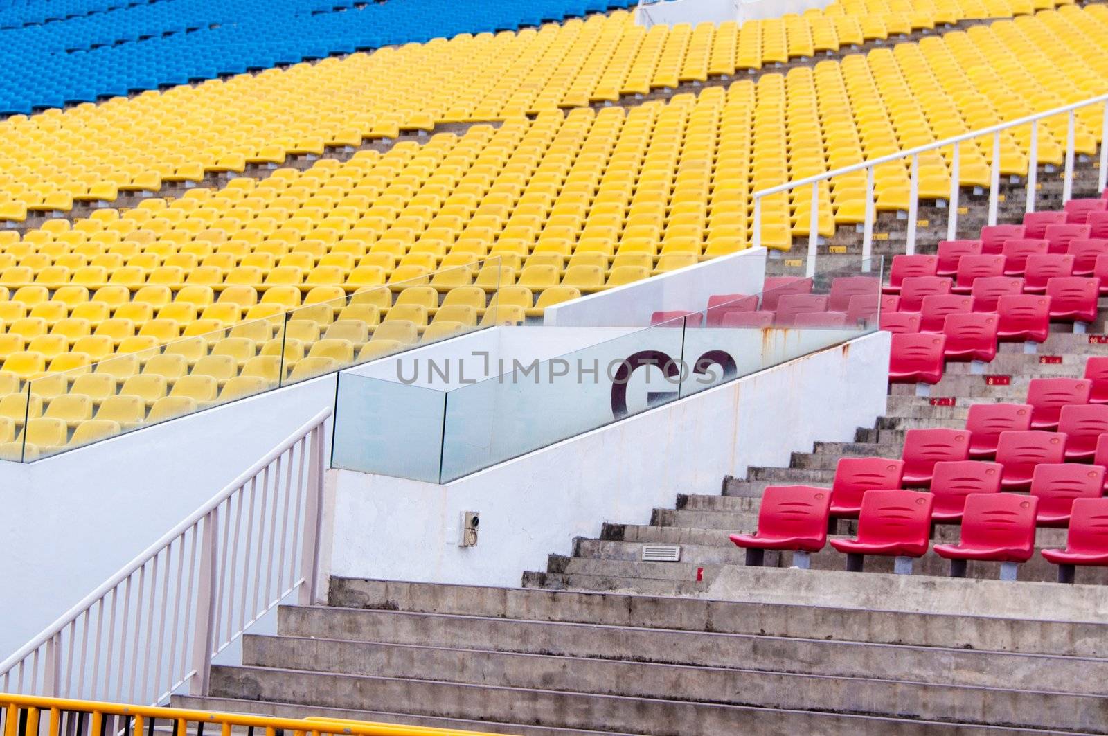Colourful tribunes along the Formula One race course in Singapore