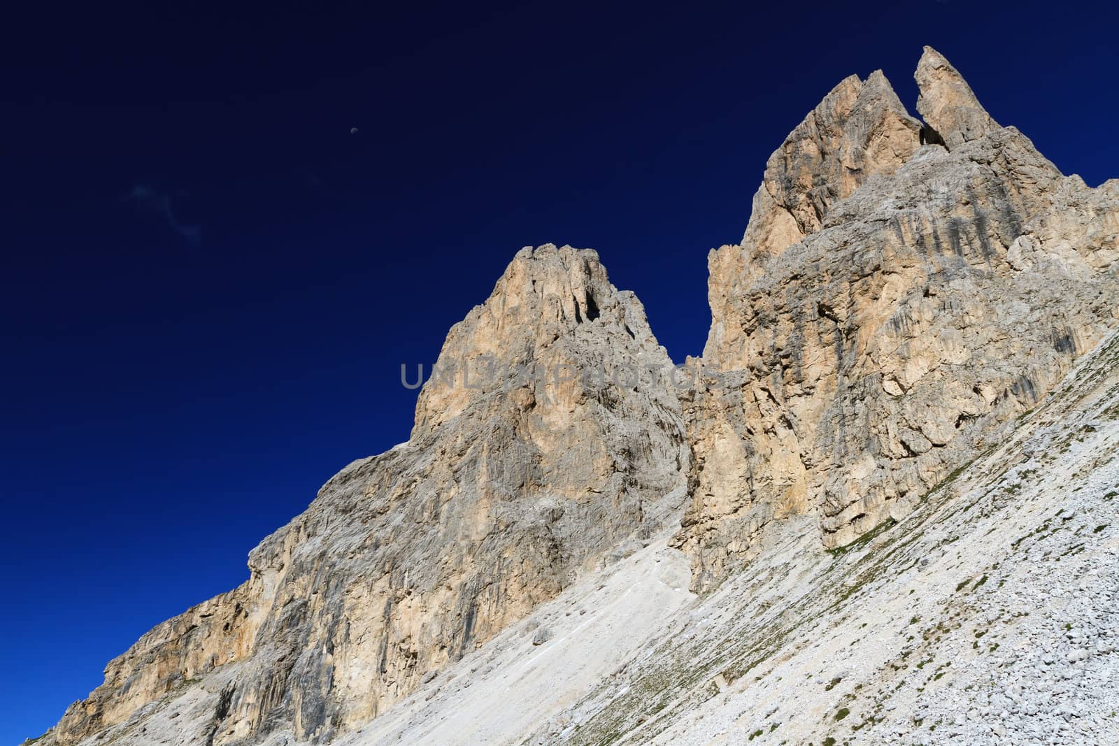 extreme landscape in Sassolungo muontain at morning, Trentino, Italy