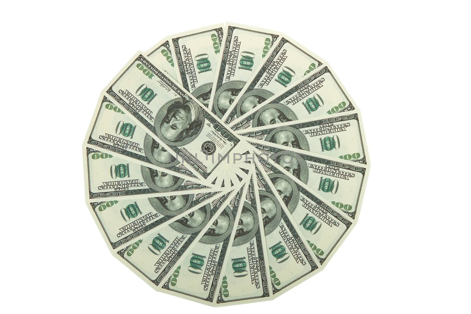 money laid out on white background