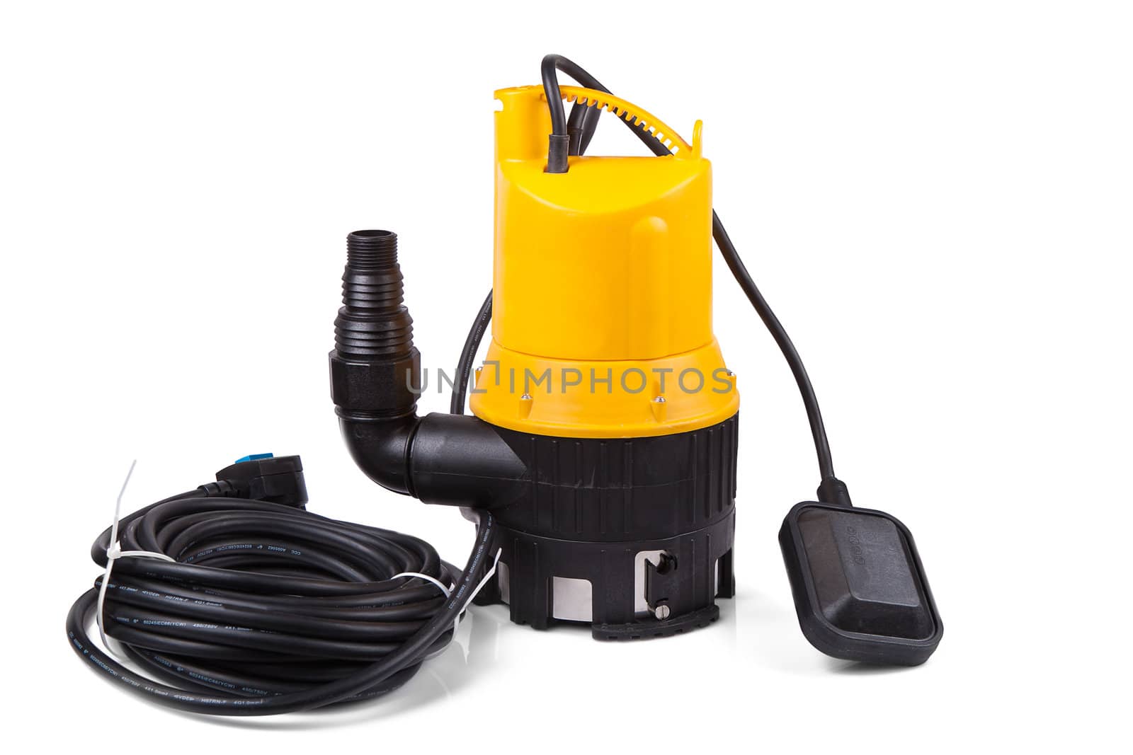 water pump is yellow on a white background