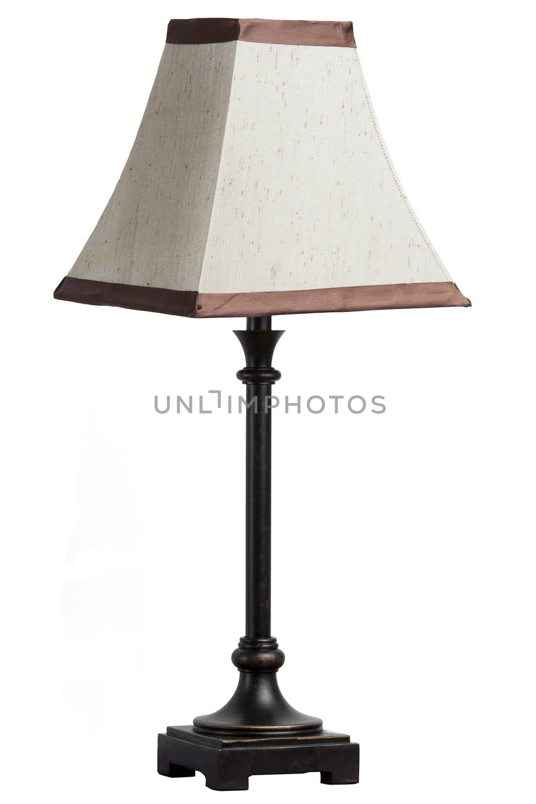 A table lamp with shade isolated on white background