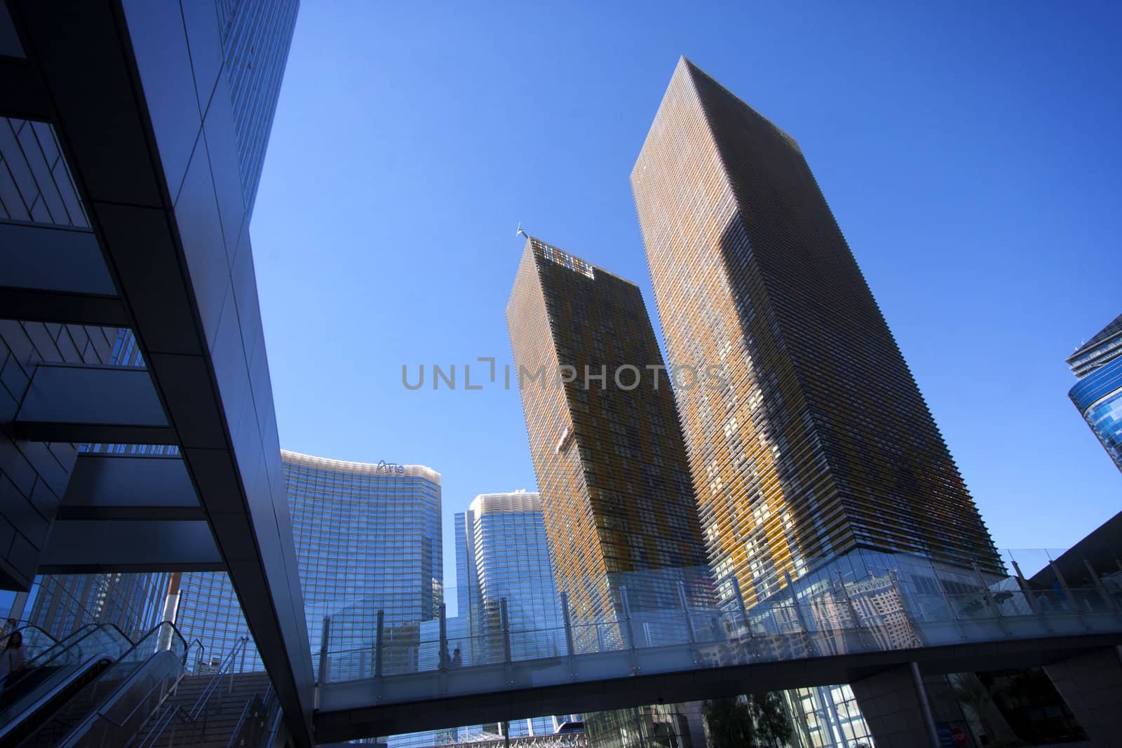 LAS VEGAS, NEVADA / USA - September 27, 2011 - Designed by Helmut Jahn, Veer Towers stand 37 stories tall and incline at five degree angles.