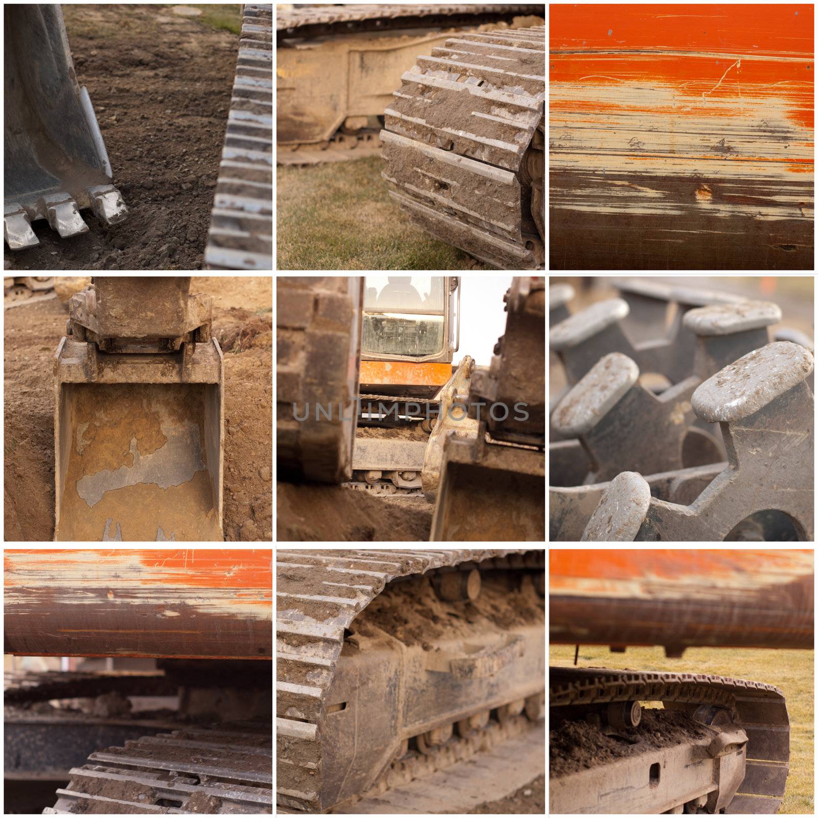 collage of large construction equipment