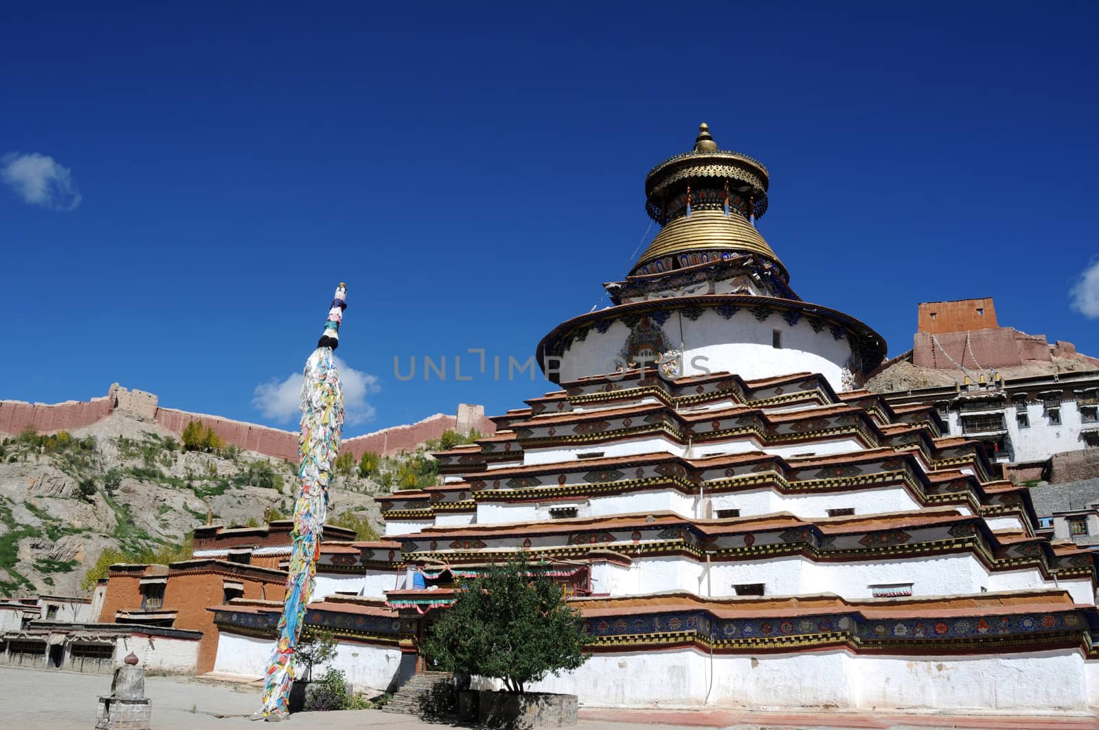 Famous landmark of Gyantse lamasery in Tibet