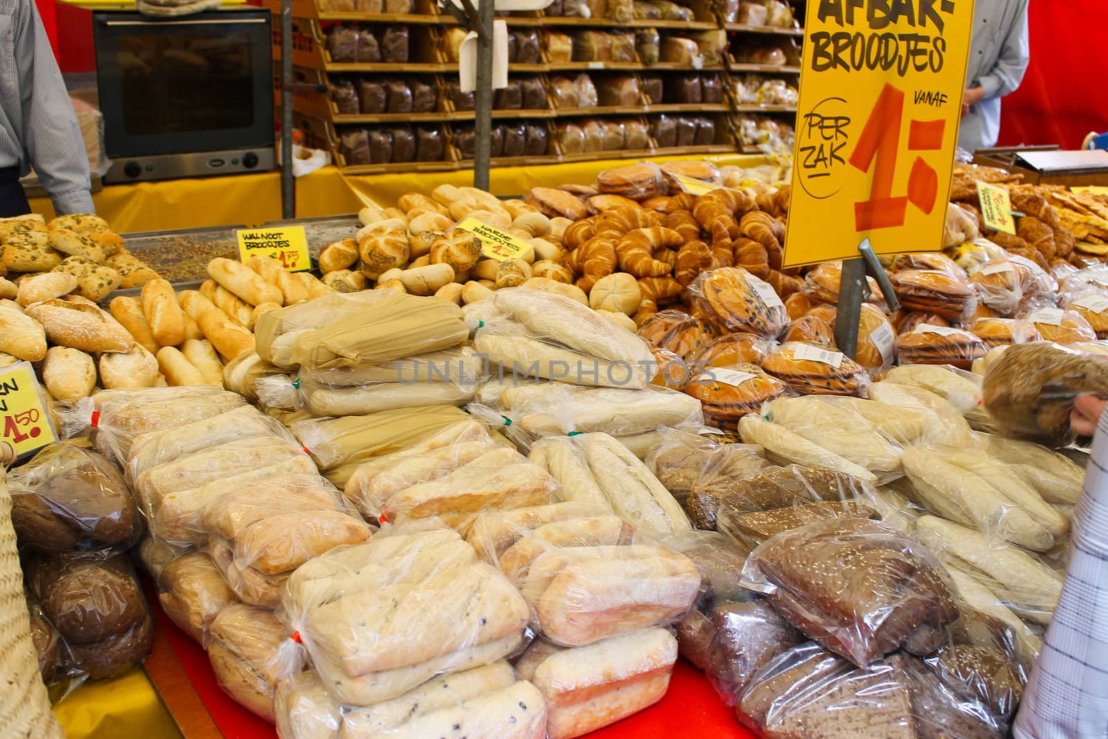 Assortment of baked goods for sale on the market