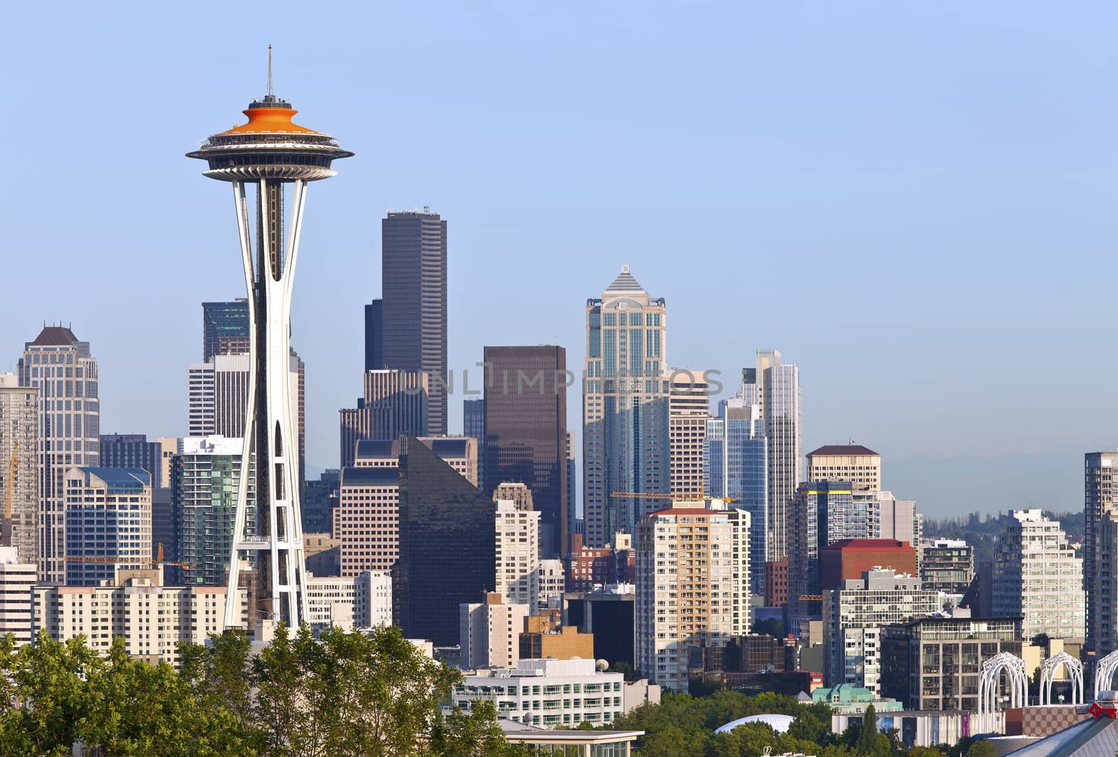 Seattle skyline buildings architecture WA state.
