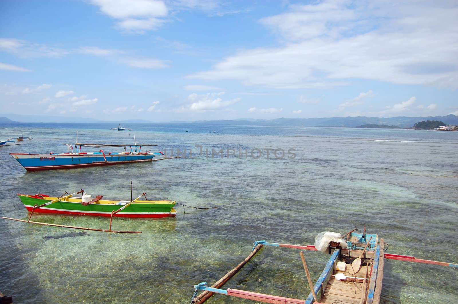 Boats at sea coast, Jayapura, Indonesia