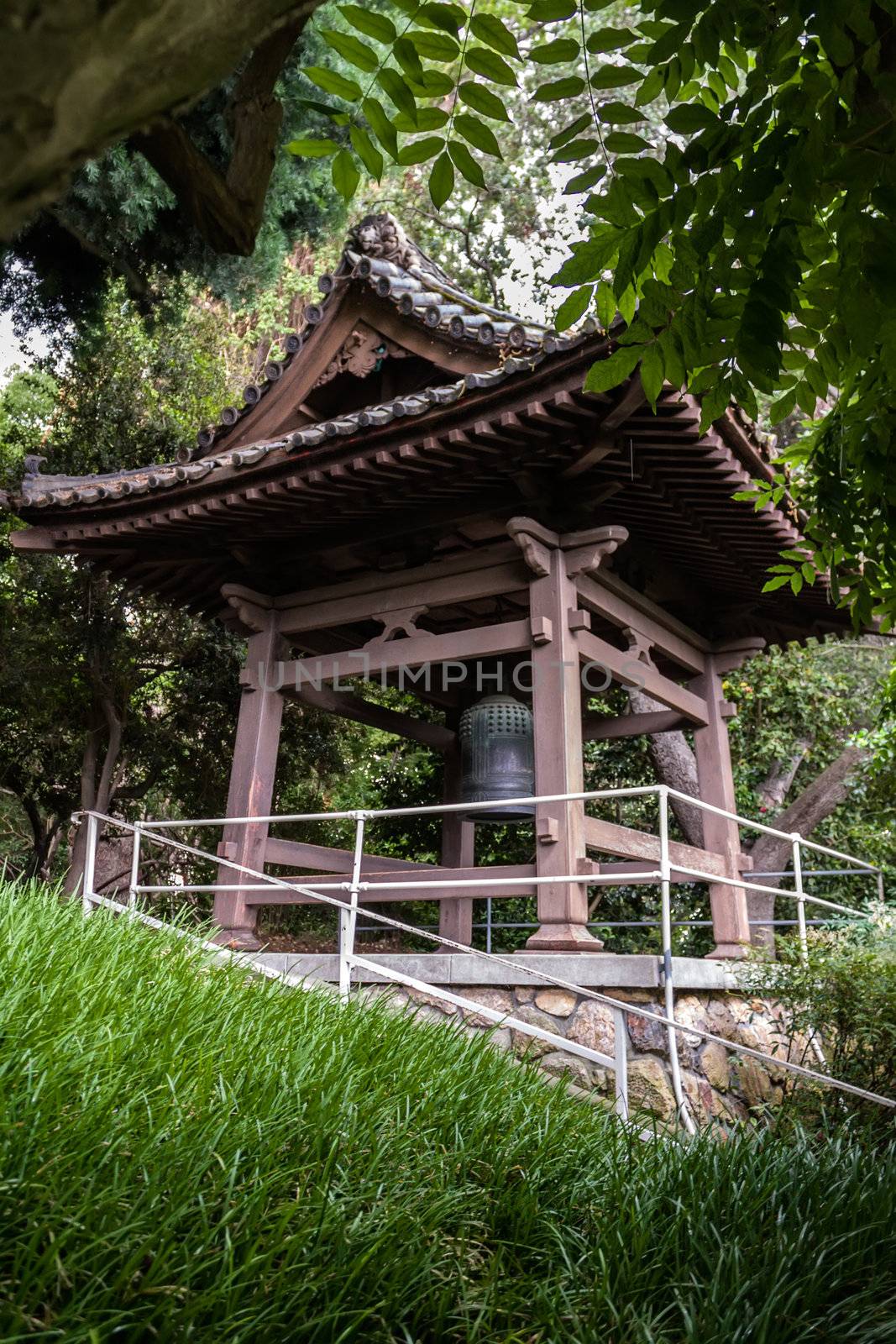 Japanese garden with a traditional pagoda