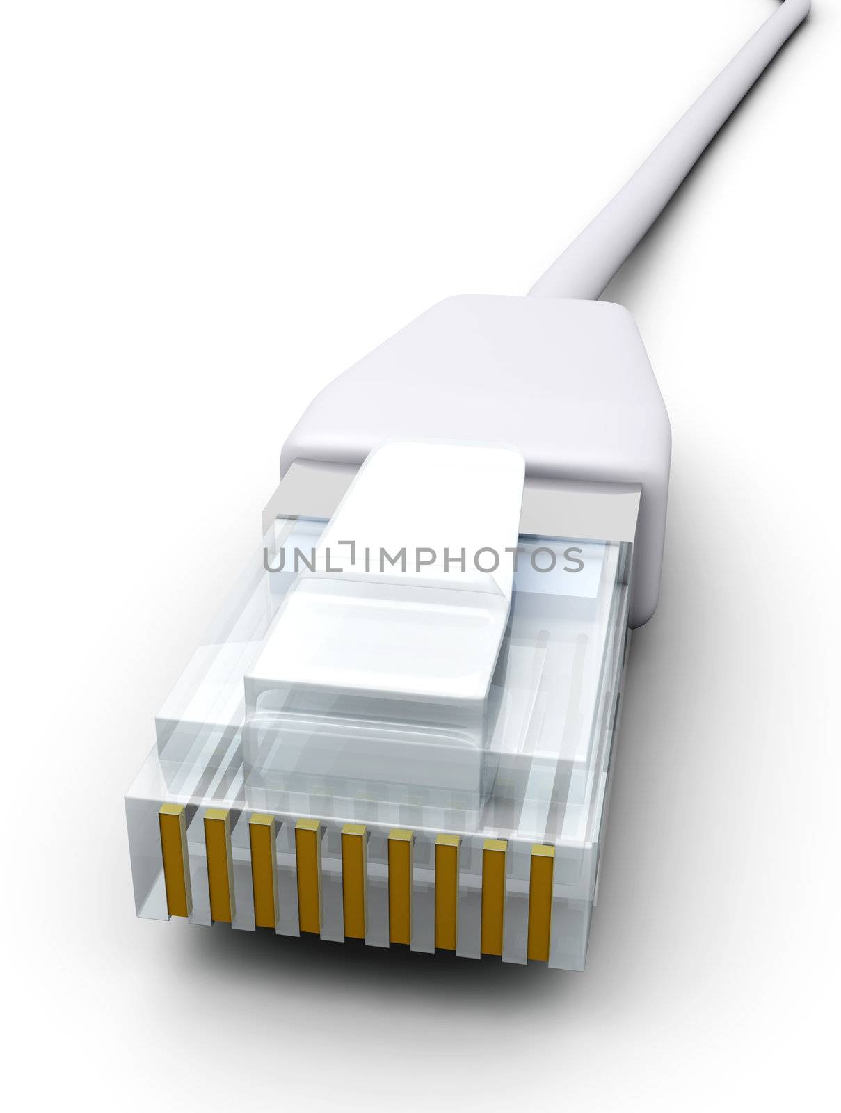 3D rendered Illustration. Isolated on white. A RJ45 Cable.