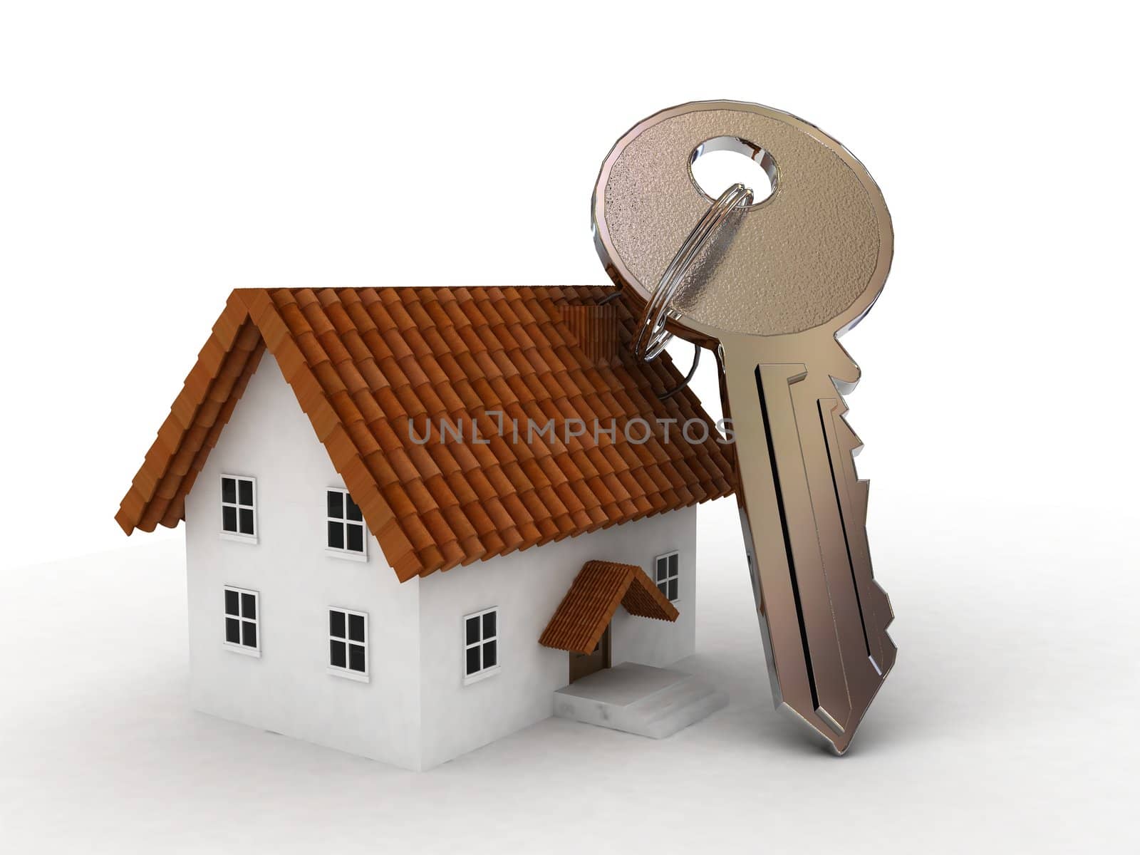 House and key. 3d rendered image.