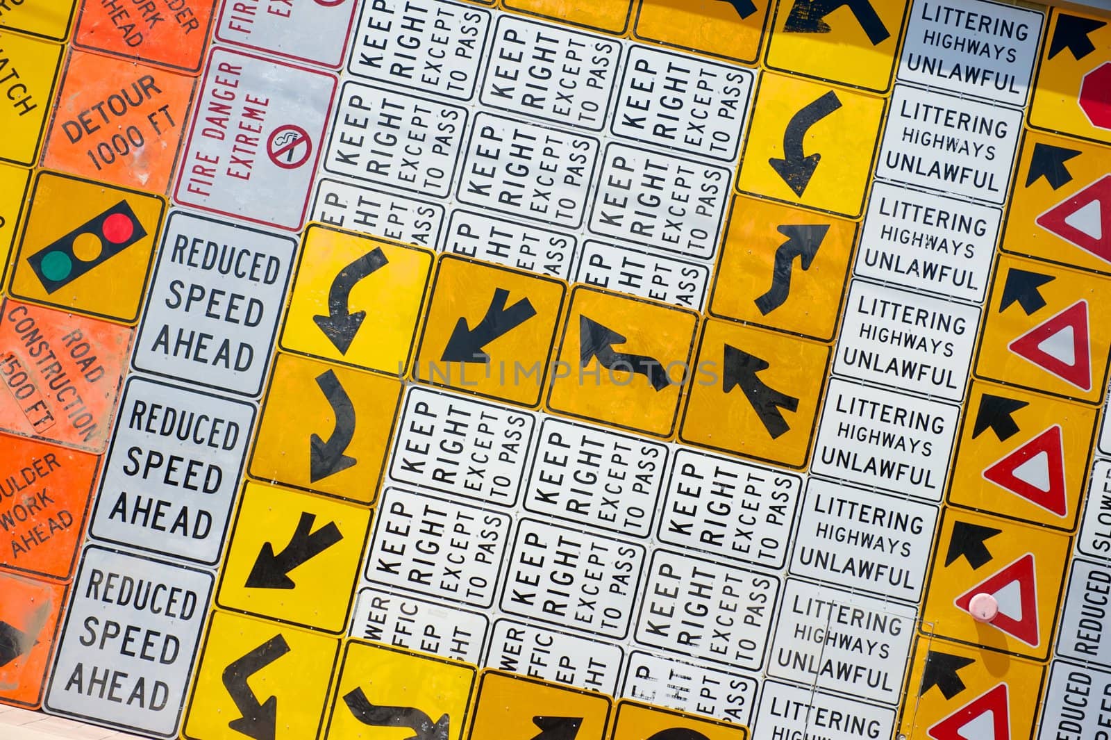 Wall of Road Warning Signs by pixelsnap