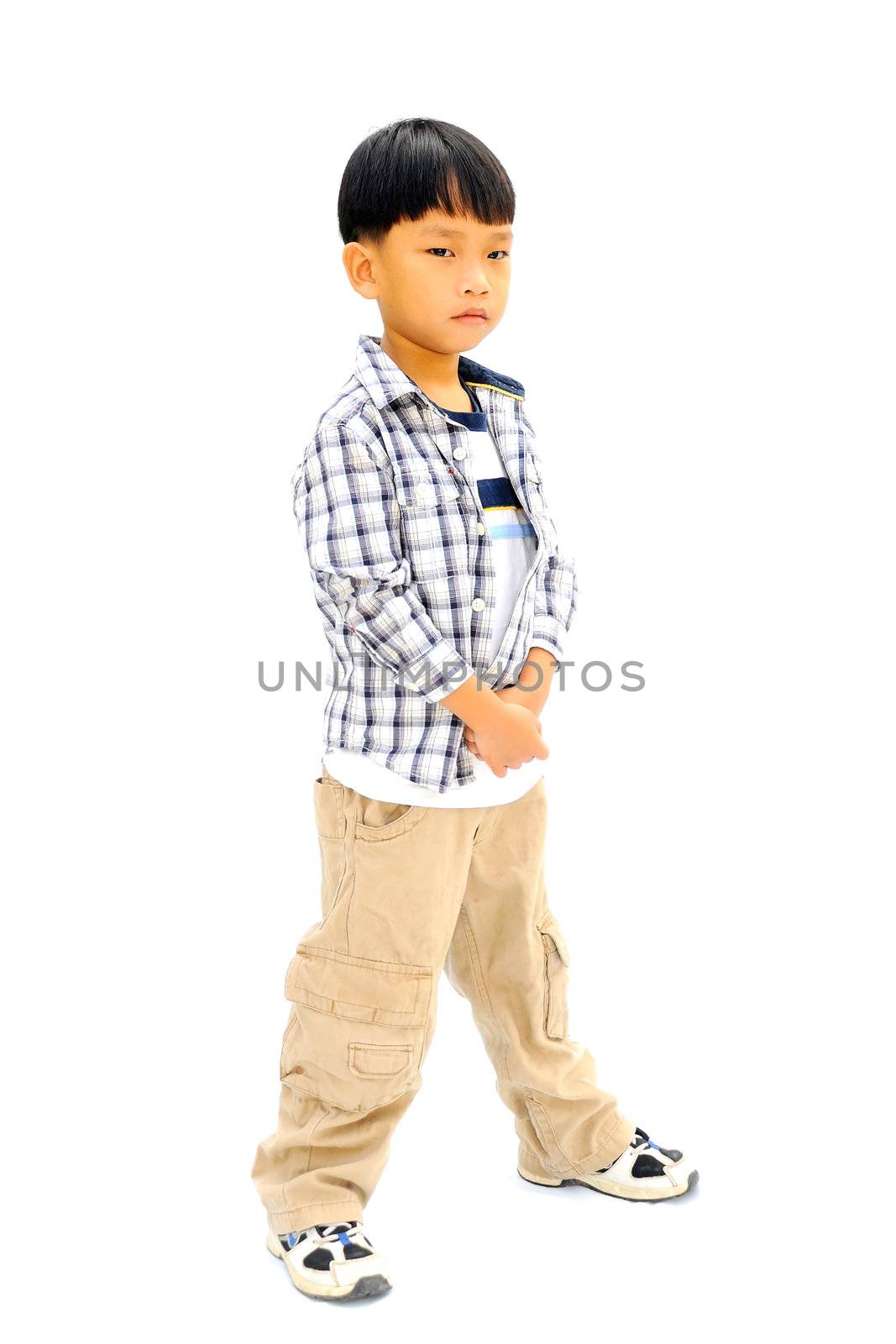 Asian little boy with isolated on white background