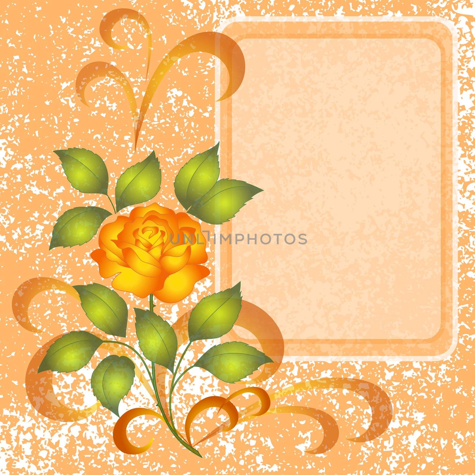 Holiday floral background with flowers rose and placard