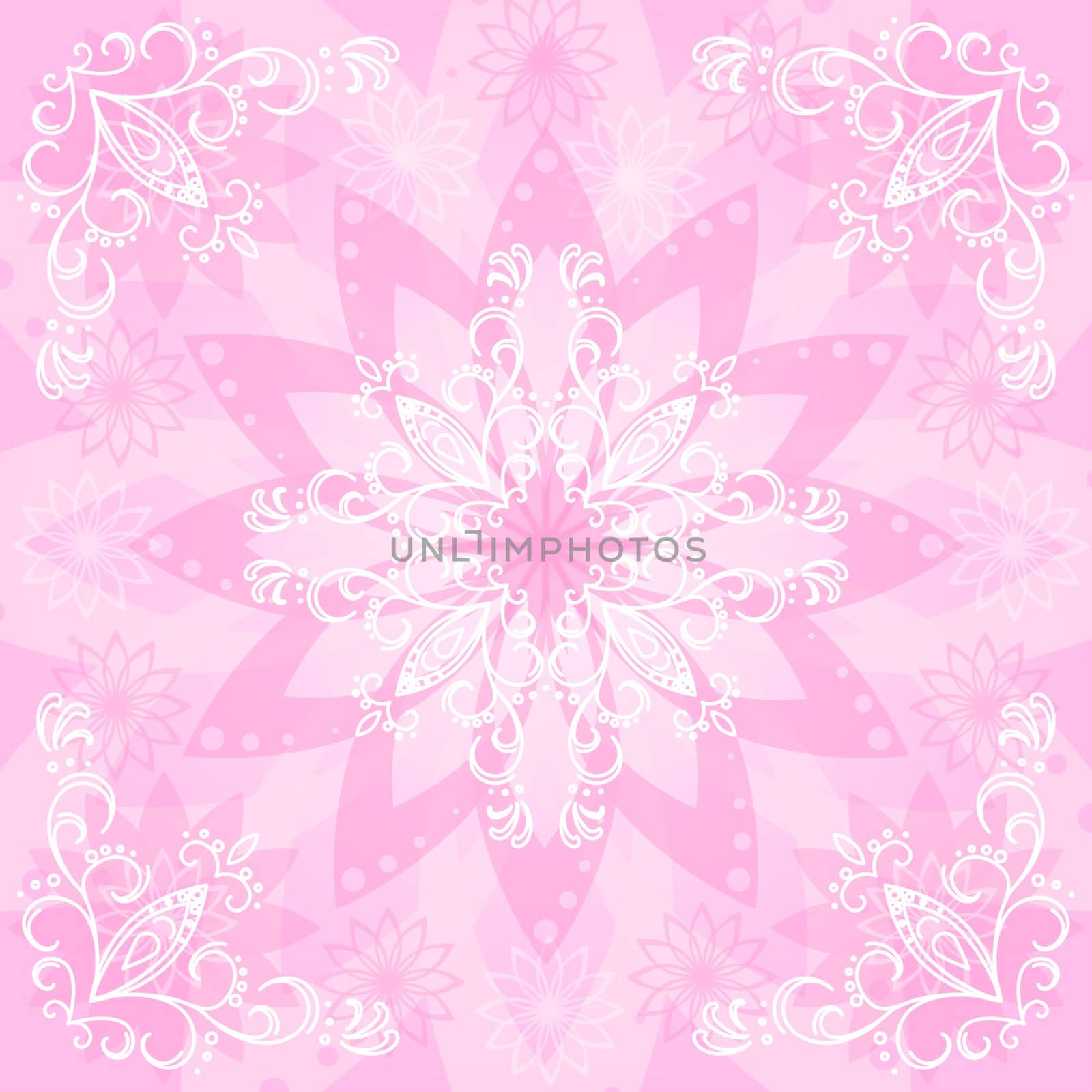 Abstract pink and white floral background, flowers silhouettes and contours