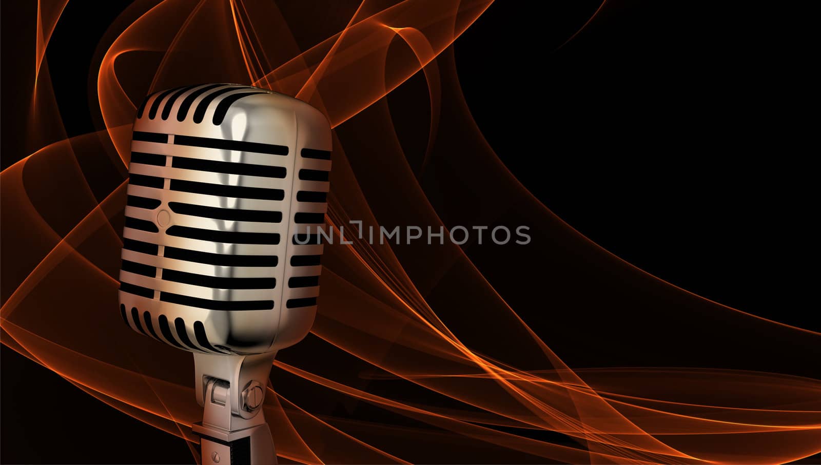 Classic microphone closeup on abstract background