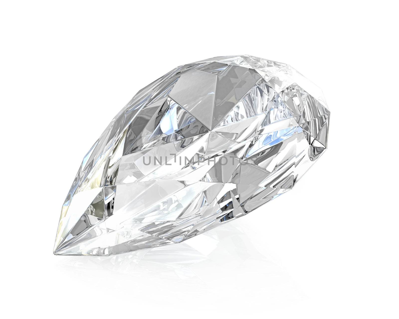 Pear cut diamond, isolated on white background