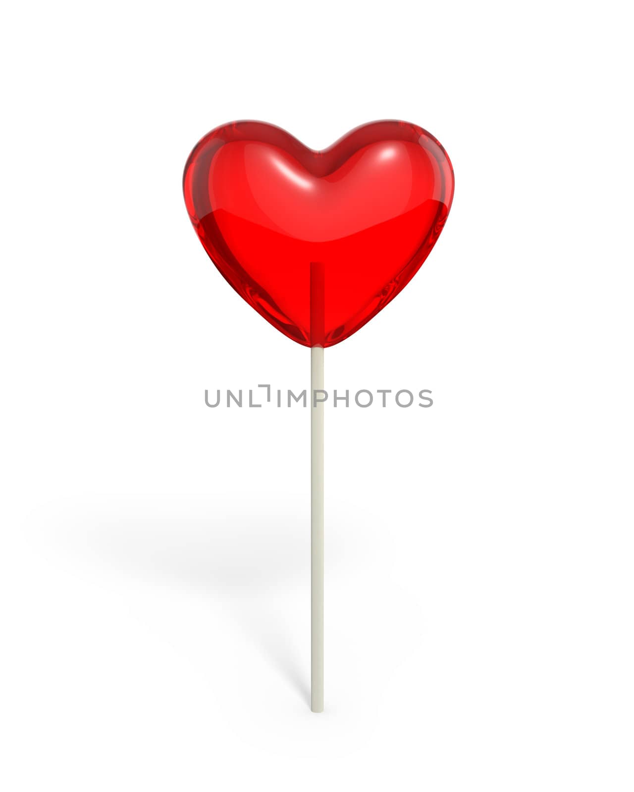 Heart shaped lollipop, isolated on white background