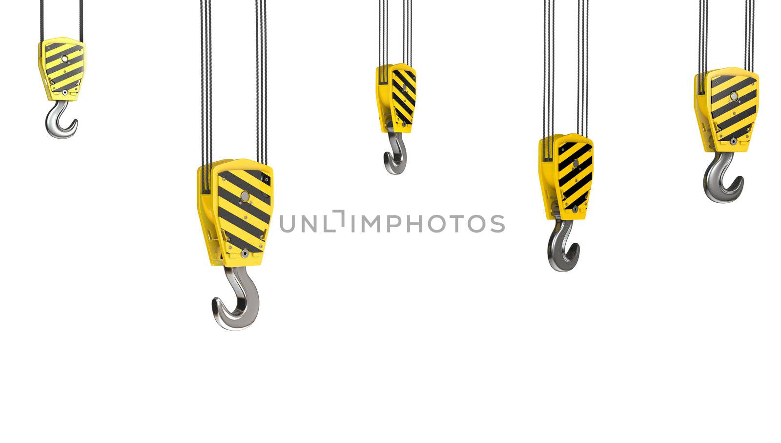 Few crane hooks, isolated on white background