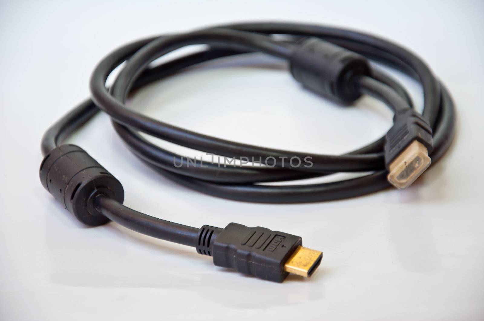 HDMI cable on white background