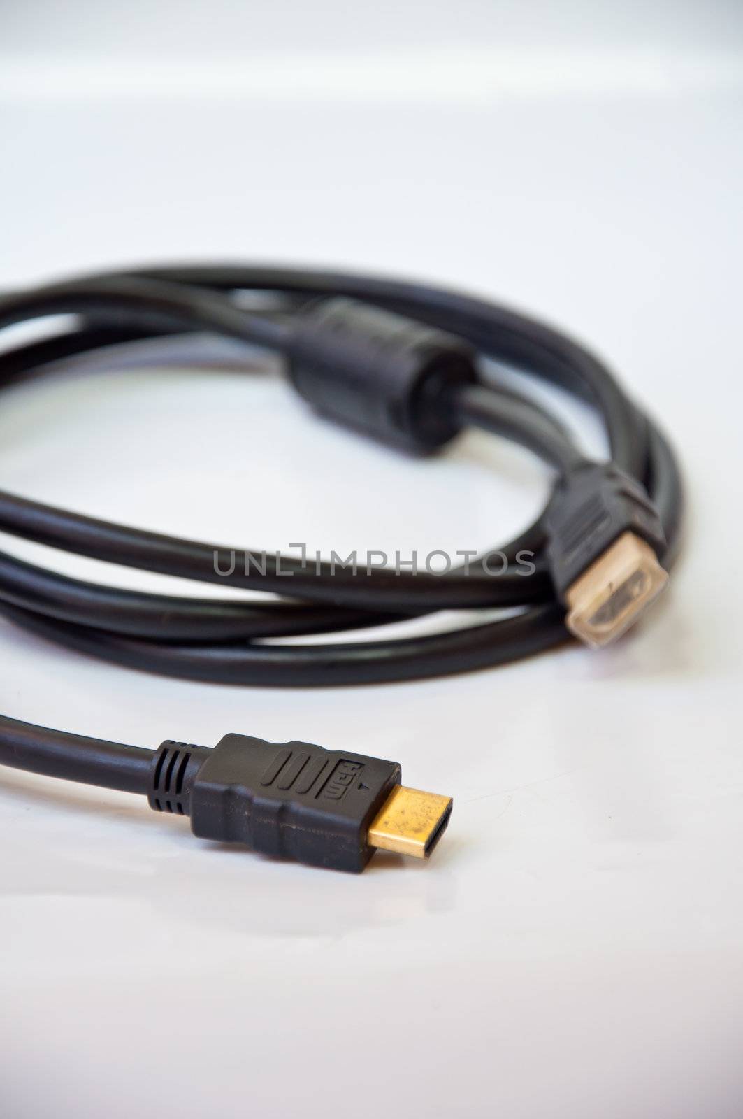 HDMI cable on white background