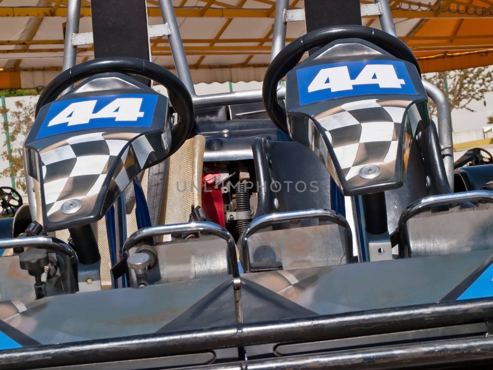 empty double go kart wait two drivers