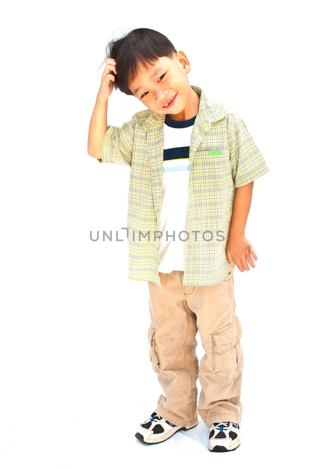 Asian little boy isolated on white background by Yuri2012