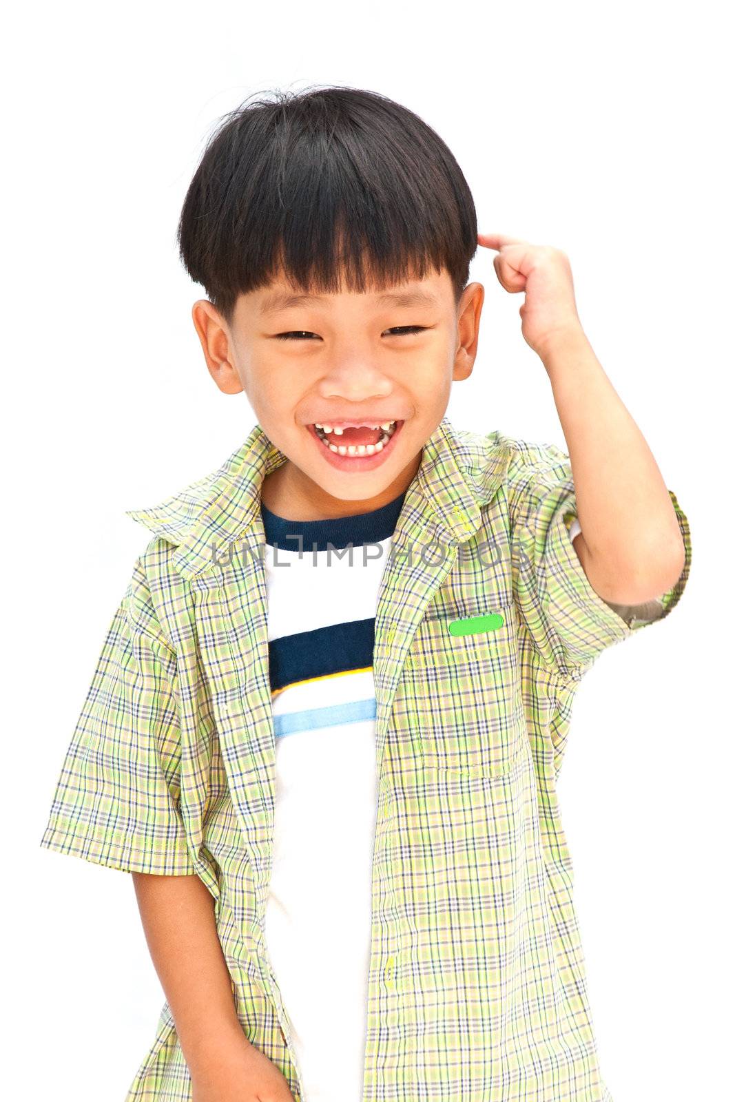 Asian little boy isolated on white background by Yuri2012