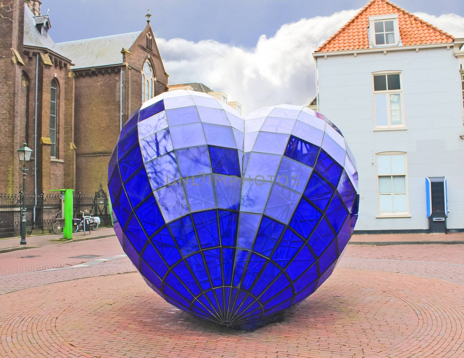 Abstract sculpture in the town square. Delft,  Netherlands