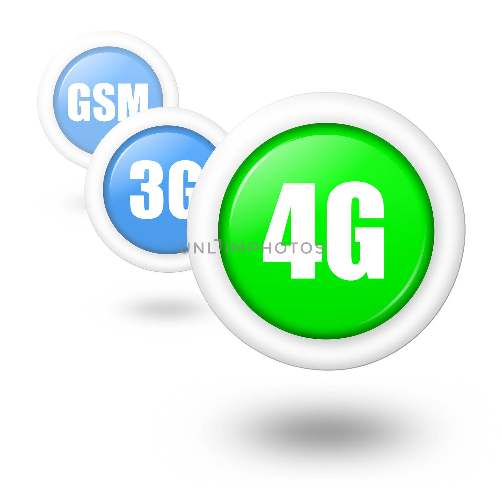 4G, 3G and GSM symbol representing telecommunication progress concept illustration