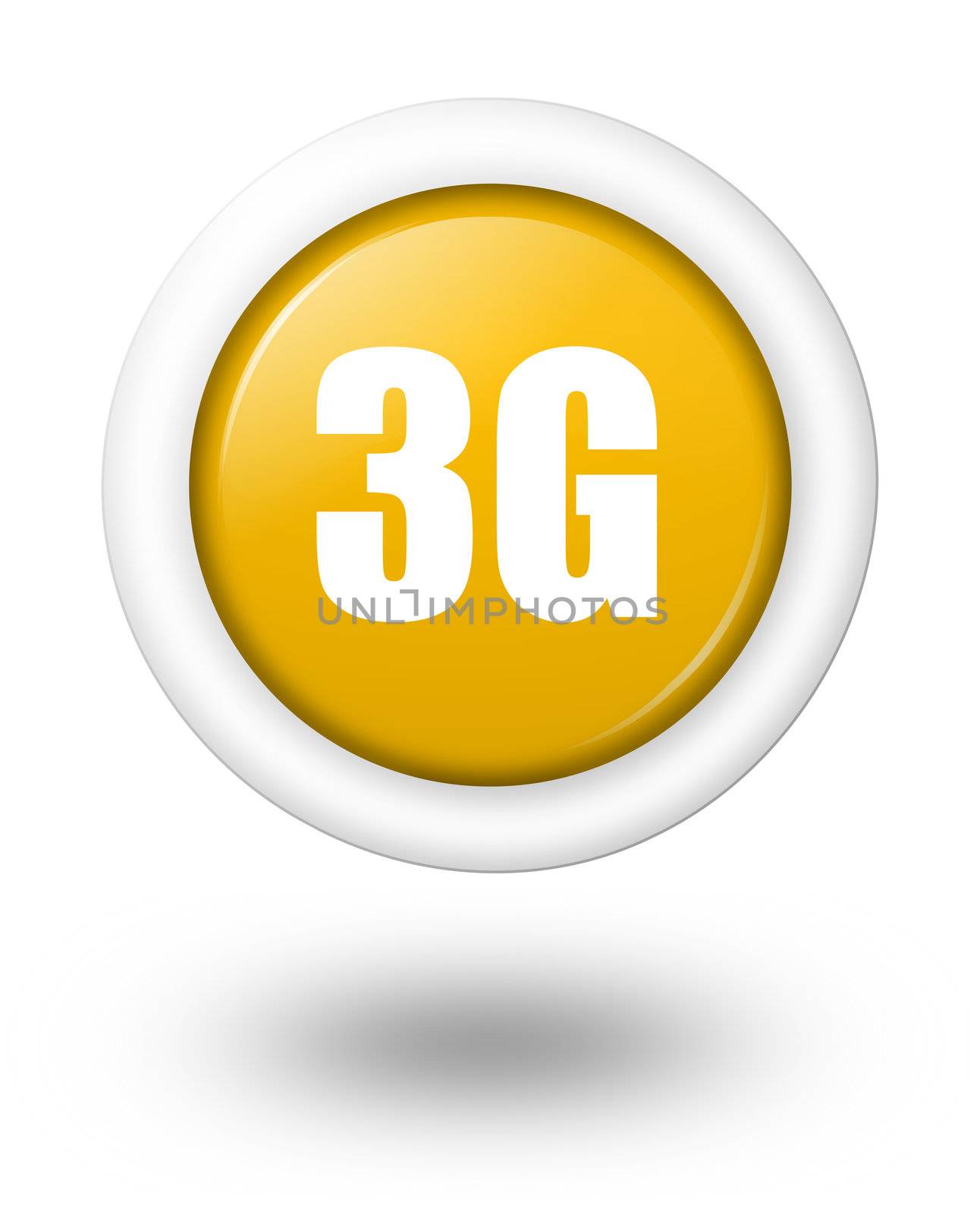 3G telecommunication symbol with white border and shadow