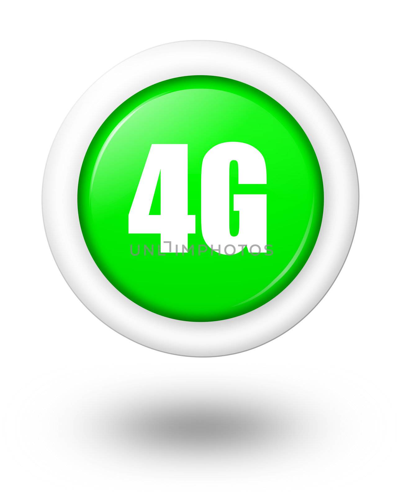 4G telecommunication symbol with white border and shadow