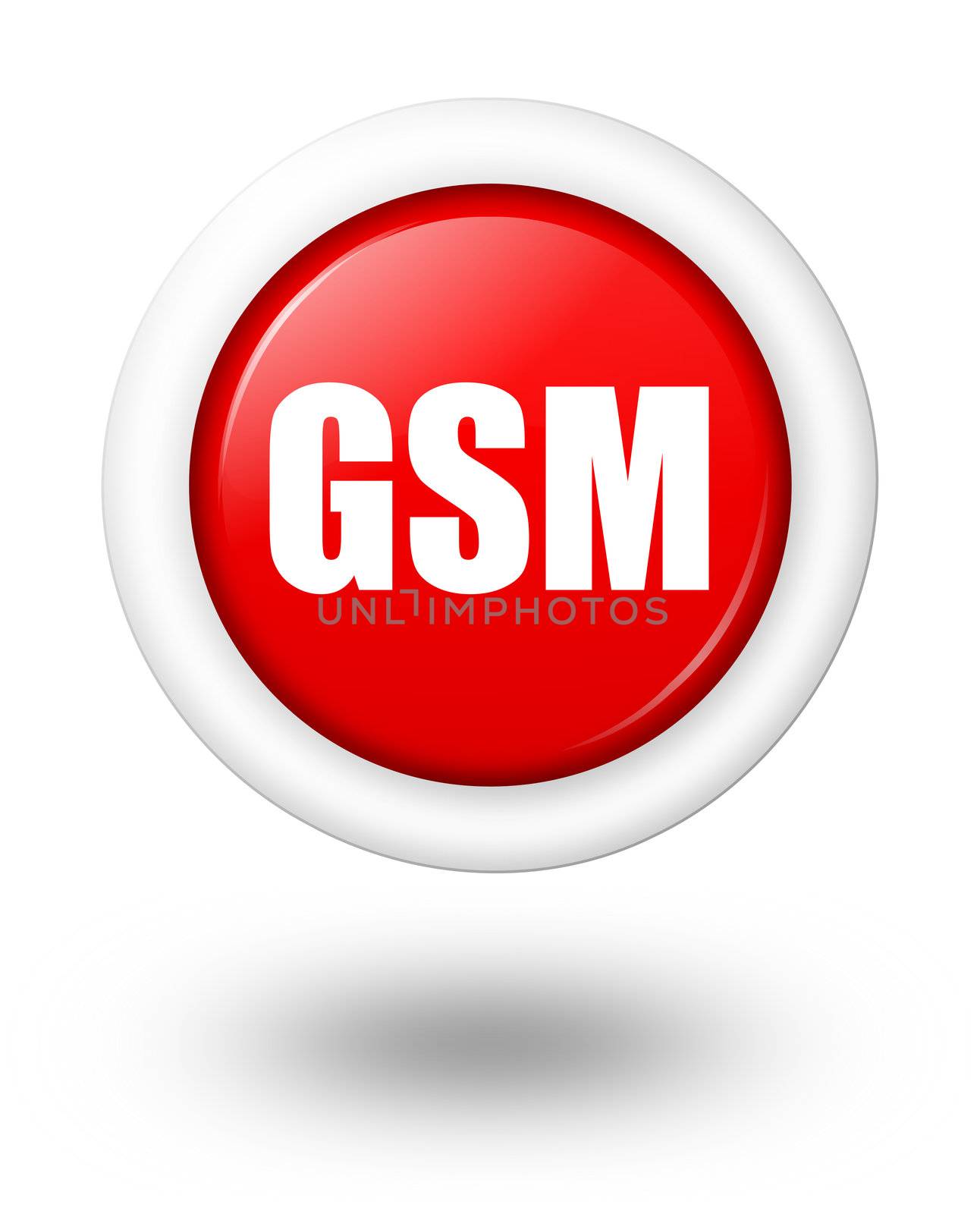 GSM telecommunication symbol with white border and shadow