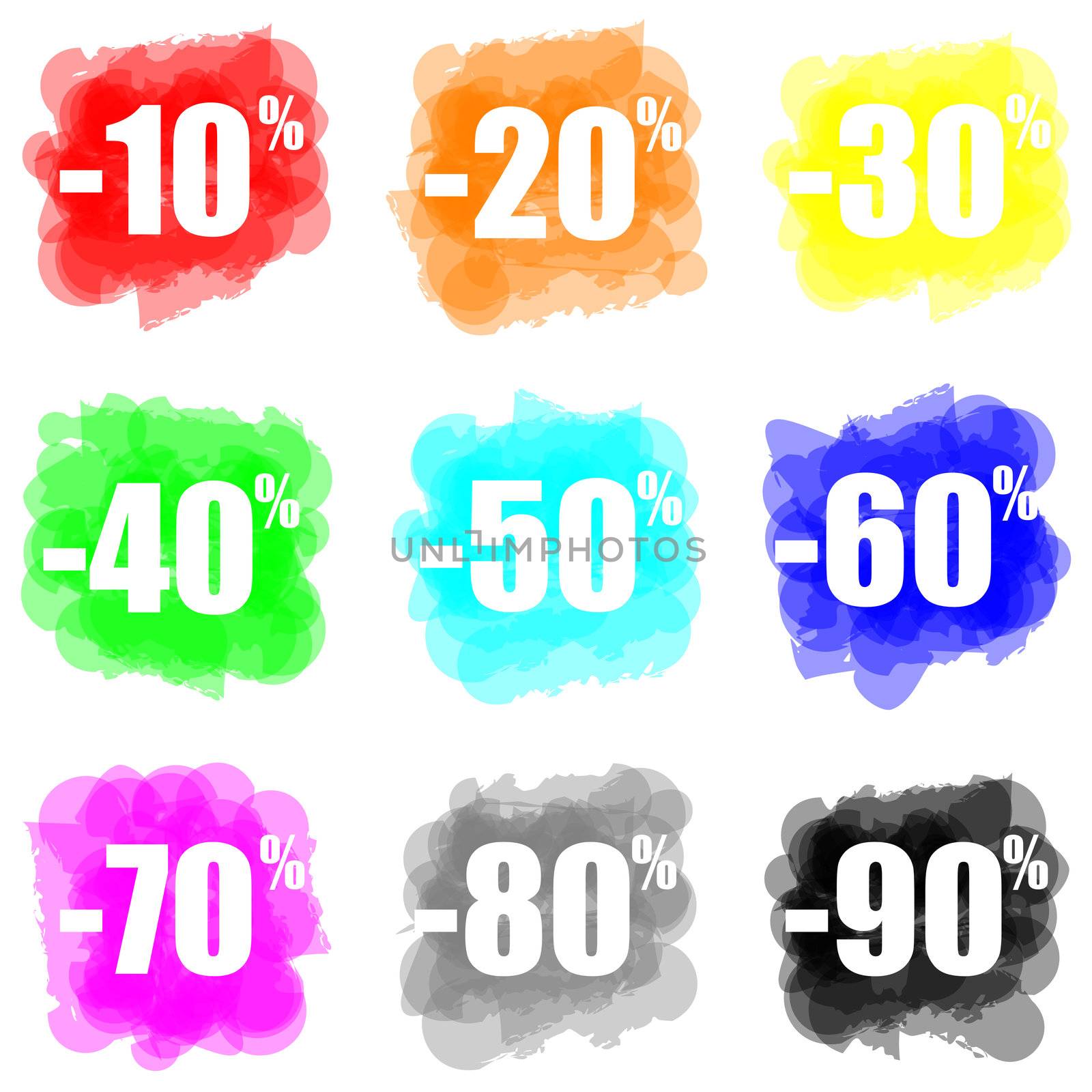 set of colorful paint splat discount concept by make