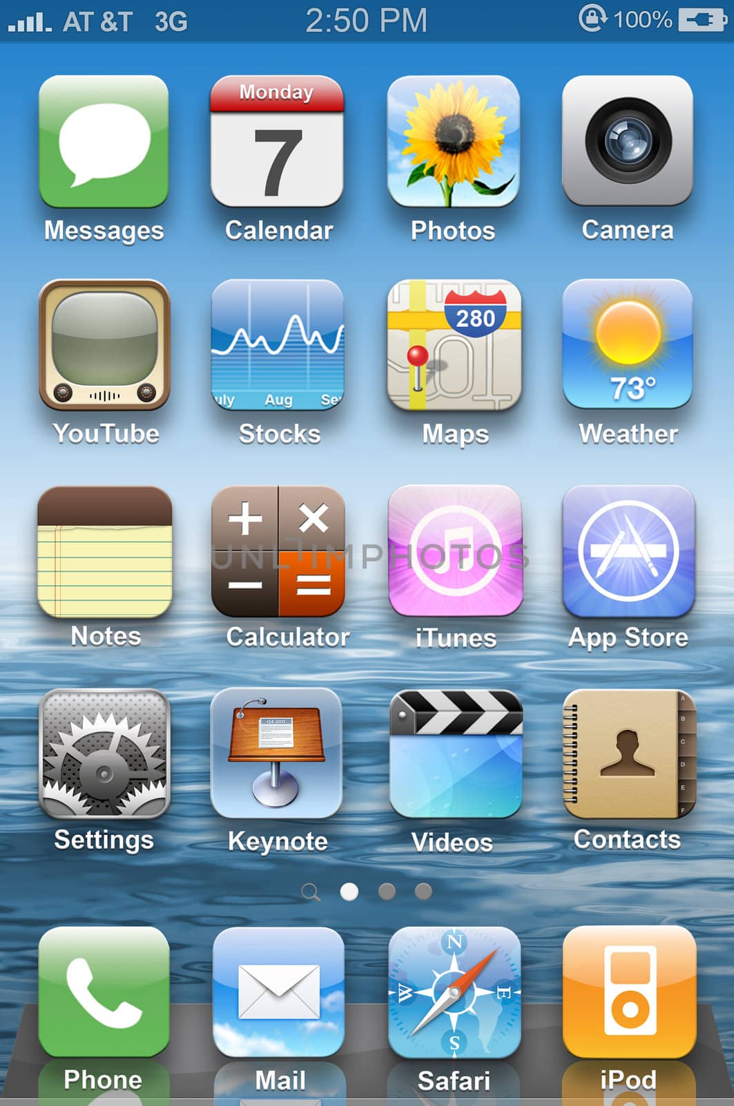 colorful application icons on main display on iPhone 4. by manaemedia