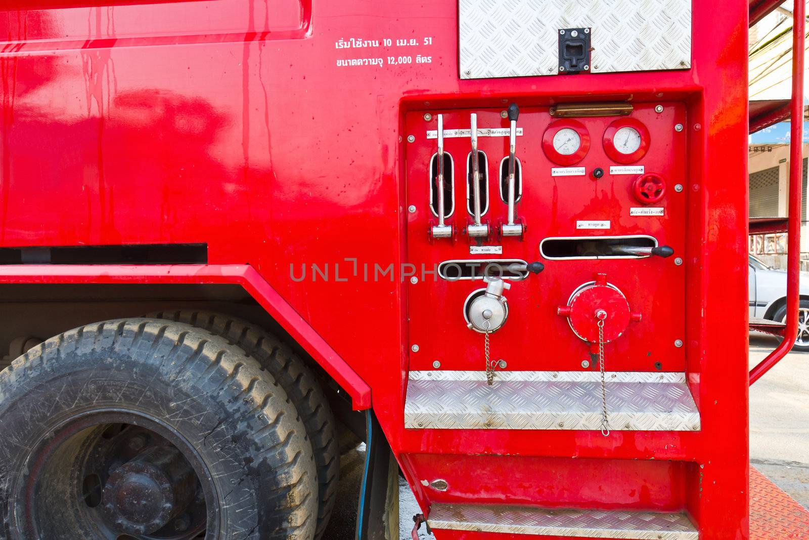 Fire truck close up equipment