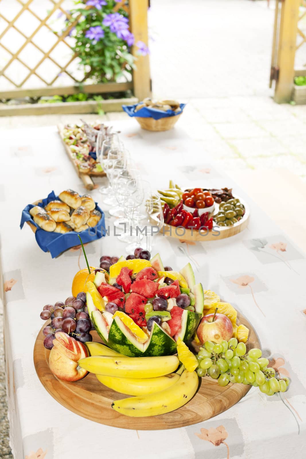 fruit still life with water melon on the table