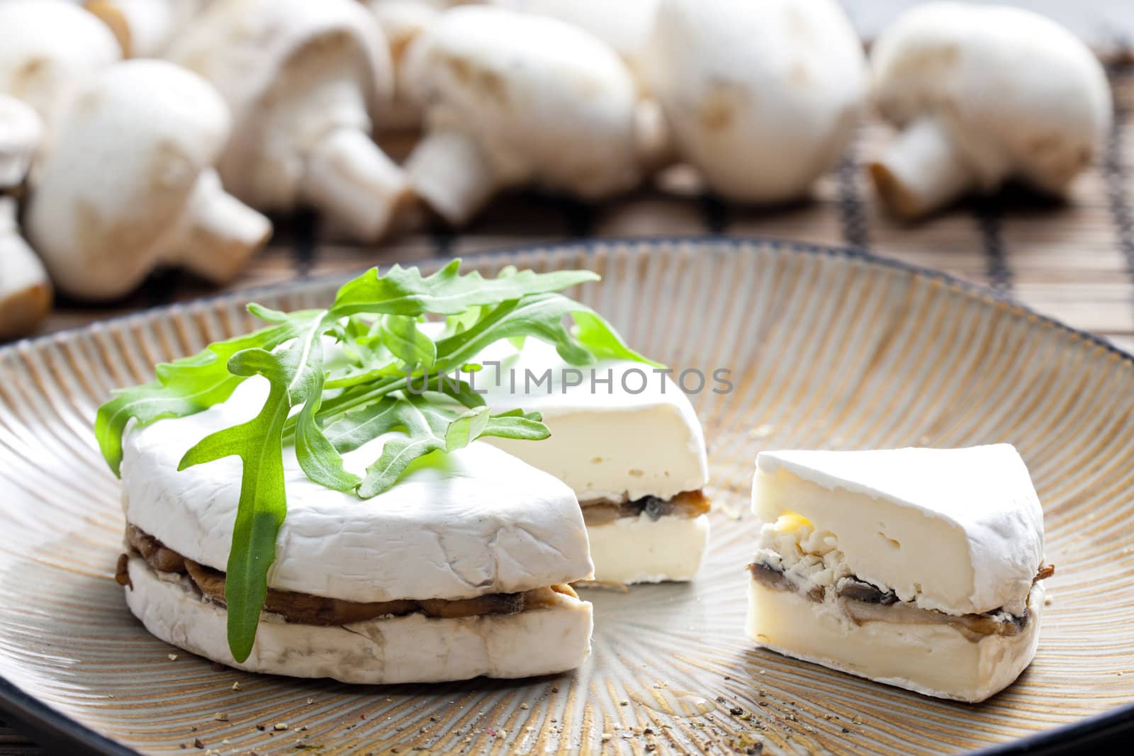 cheese brie filled with roasted mushrooms