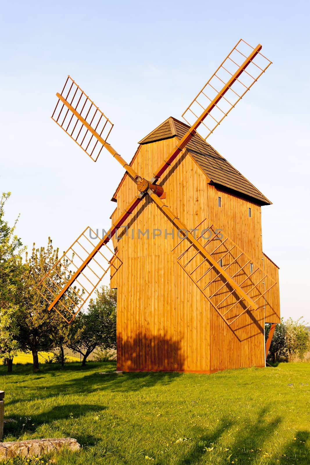 wooden windmill, Stary Poddvorov, Czech Republic