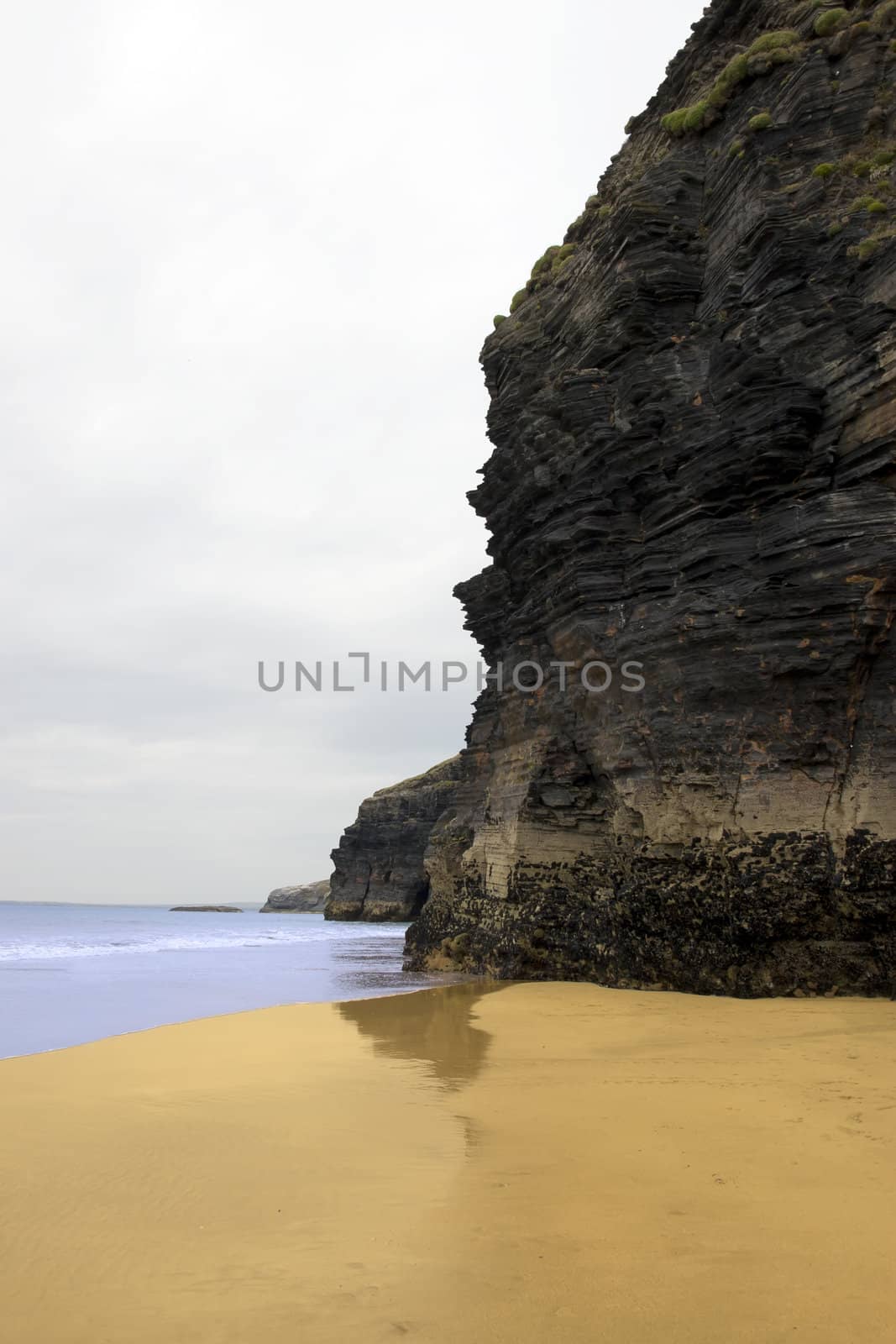 ancient cliffs on the coastal beach in ballybunion county kerry ireland