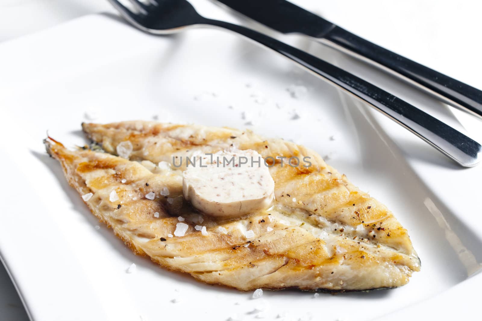 grilled mackerel with anchovy butter