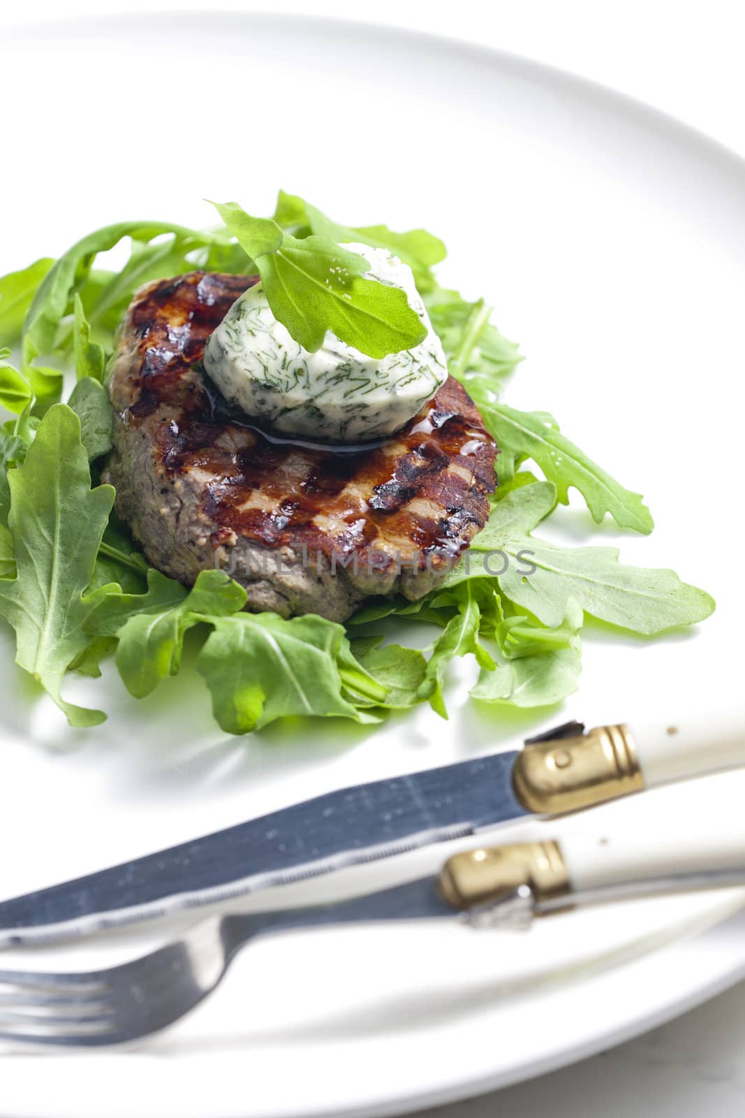 grilled beefsteak with herbal butter