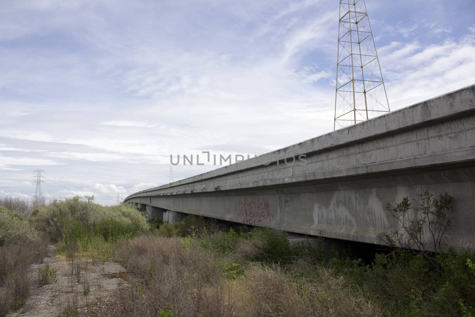 overpass with vanishing point over land