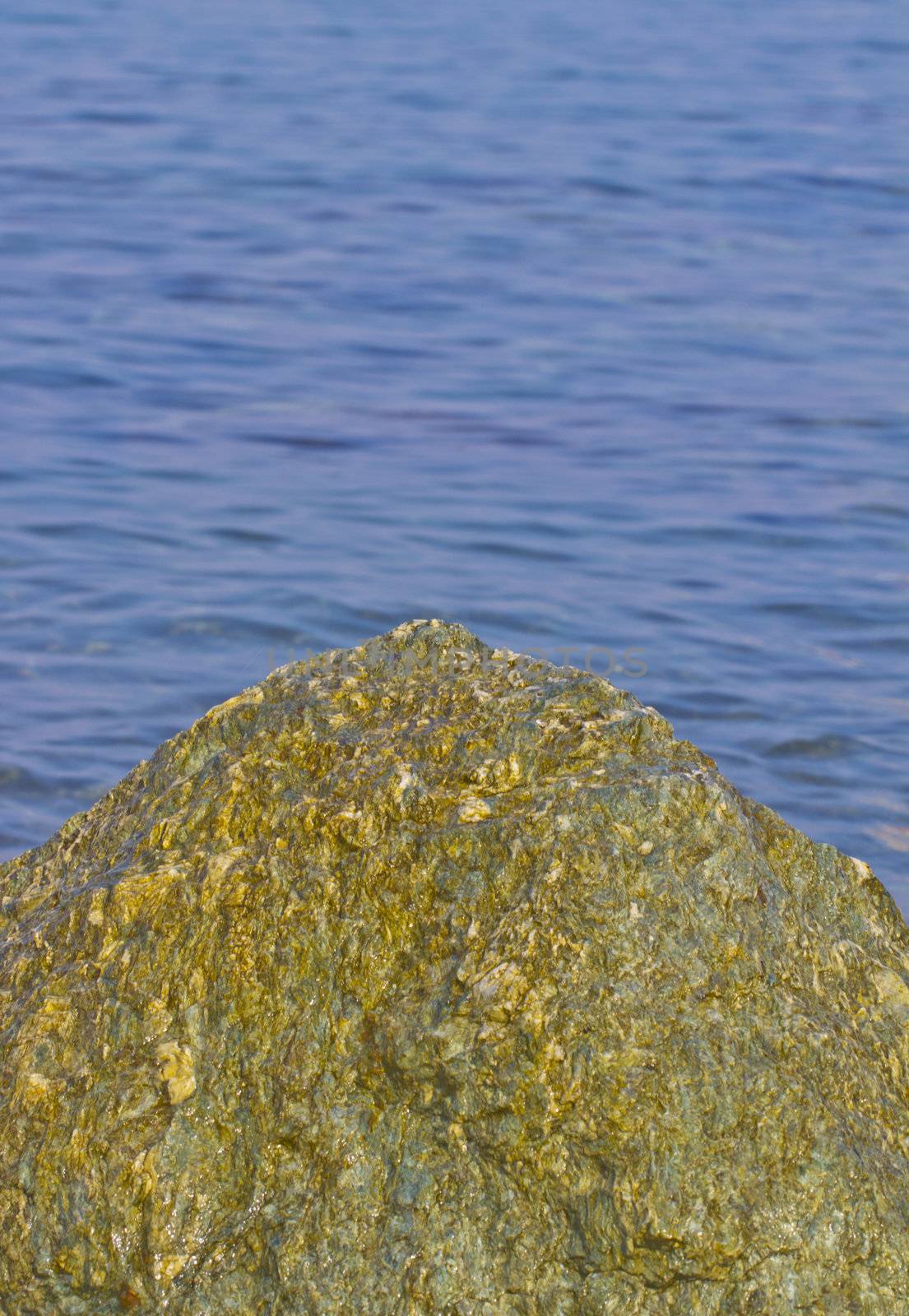 A single big stone over sea background