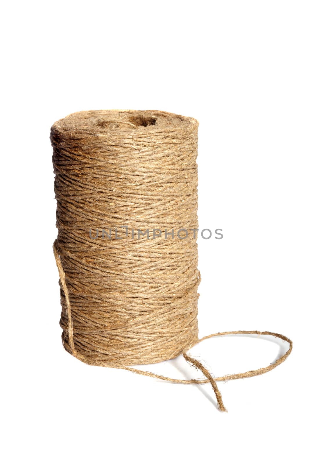 bobbin with industrial rope on a white background